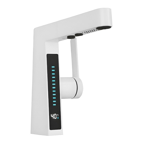 BATERIA UMYWALKOWA STOJĄCA ŁAZIENKOWA Z WYCIĄGANĄ WYLEWKĄ LIDIA-WH BIAŁA LED