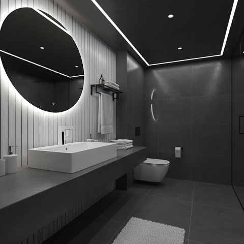 BATERIA UMYWALKOWA STOJĄCA ŁAZIENKOWA Z WYCIĄGANĄ WYLEWKĄ LIDIA-WH BIAŁA LED