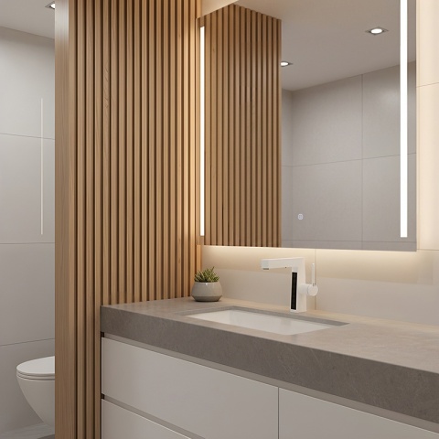 BATERIA UMYWALKOWA STOJĄCA ŁAZIENKOWA Z WYCIĄGANĄ WYLEWKĄ LIDIA-WH BIAŁA LED