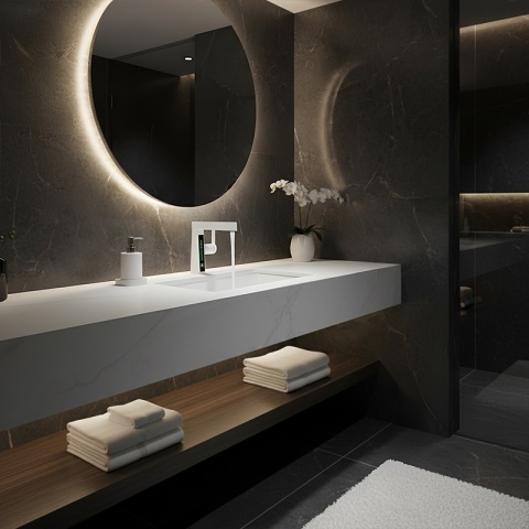 BATERIA UMYWALKOWA STOJĄCA ŁAZIENKOWA Z WYCIĄGANĄ WYLEWKĄ LIDIA-WH BIAŁA LED