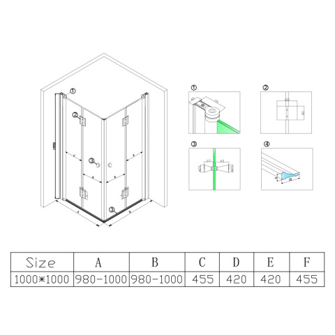 KABINA PRYSZNICOWA KWADRATOWA ZES-BS05C-100 CZARNA 100x100 CM