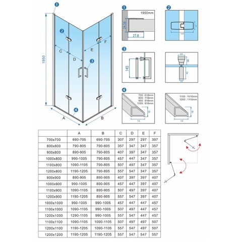KABINA PRYSZNICOWA PROSTOKĄTNA ZES-KZ12B-100X80 CHROM 100x80 CM