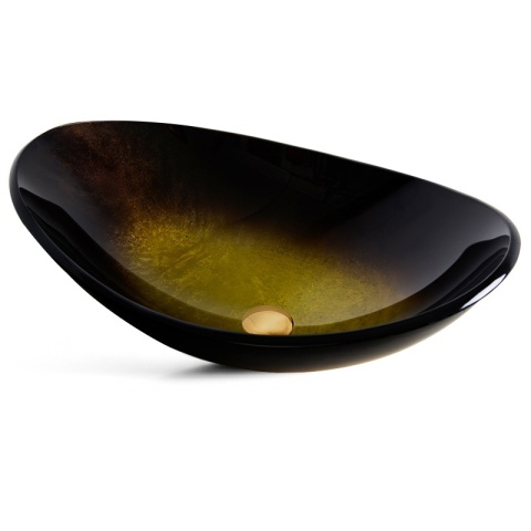 UMYWALKA NABLATOWA SZKLANA OWALNA LAVI-GL-BL-530 ZŁOTY POŁYSK 54x37 CM