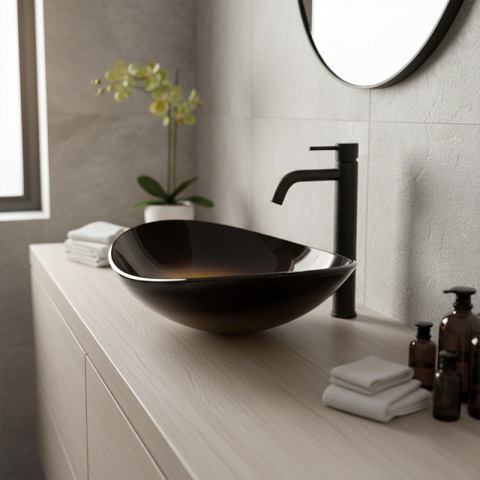 UMYWALKA NABLATOWA SZKLANA OWALNA LAVI-GL-BL-530 ZŁOTY POŁYSK 54x37 CM