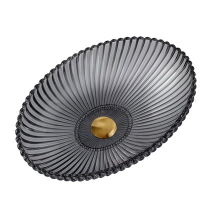 UMYWALKA NABLATOWA SZKLANA OWALNA RYFLOWANA BRILLANT3-BL-PL-510 CZARNY PLATYNOWY POŁYSK 51x35 CM