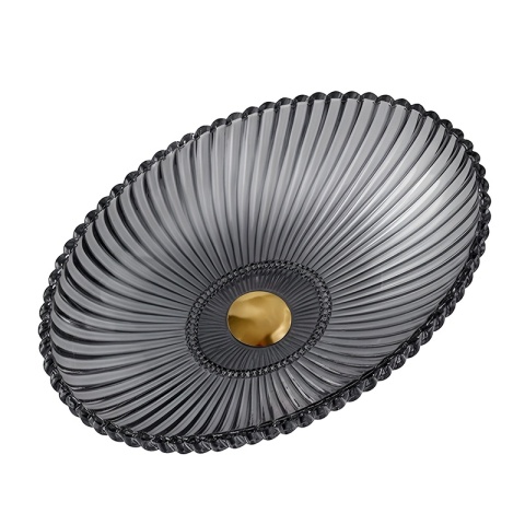 UMYWALKA NABLATOWA SZKLANA OWALNA RYFLOWANA BRILLANT3-BL-PL-510 CZARNY PLATYNOWY POŁYSK 51x35 CM