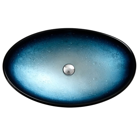 UMYWALKA NABLATOWA SZKLANA OWALNALAVI-BU-BL-530 NIEBIESKI POŁYSK 54x37 CM