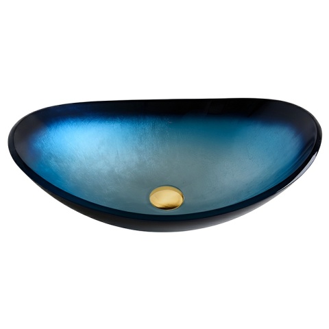 UMYWALKA NABLATOWA SZKLANA OWALNALAVI-BU-BL-530 NIEBIESKI POŁYSK 54x37 CM