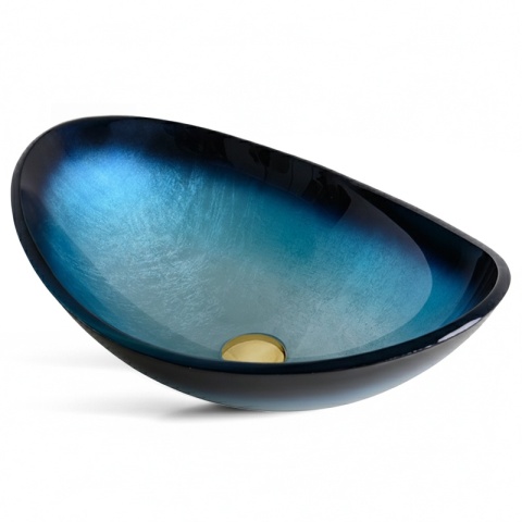 UMYWALKA NABLATOWA SZKLANA OWALNALAVI-BU-BL-530 NIEBIESKI POŁYSK 54x37 CM