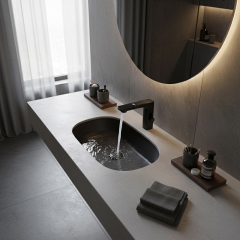 BATERIA ŁAZIENKOWA BEZDOTYKOWA F14-BL CZARNA LED