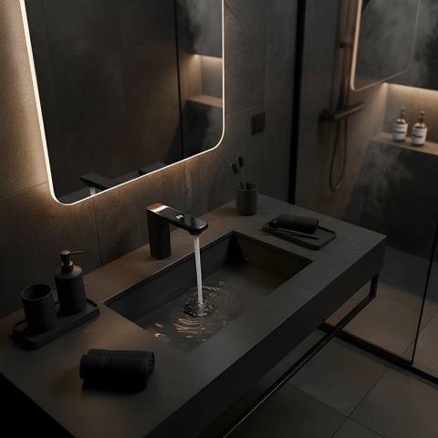 BATERIA ŁAZIENKOWA BEZDOTYKOWA F14-BL CZARNA LED