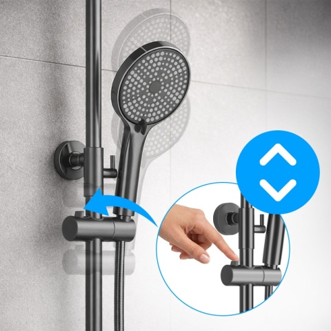 BATERIA PRYSZNICOWA ŁAZIENKOWA Z DESZCZOWNICĄ AMANDA SZCZOTKOWANA STAL