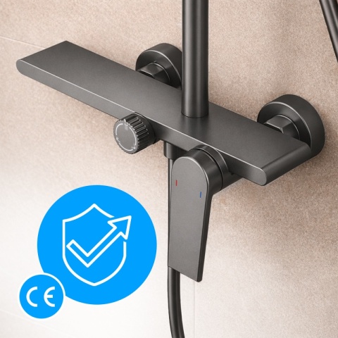 BATERIA PRYSZNICOWA ŁAZIENKOWA Z DESZCZOWNICĄ AMANDA SZCZOTKOWANA STAL