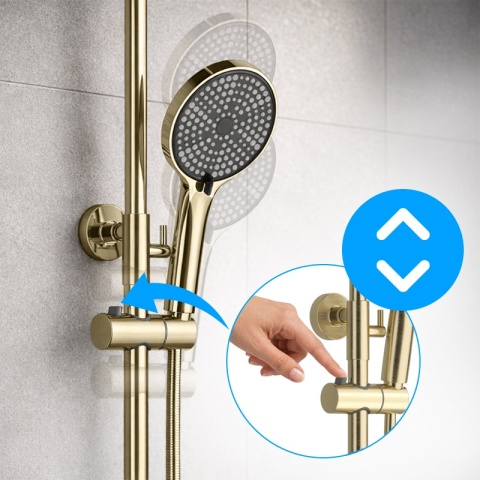 BATERIA PRYSZNICOWA ŁAZIENKOWA Z DESZCZOWNICĄ AMANDA ZŁOTA SZCZOTKOWANA