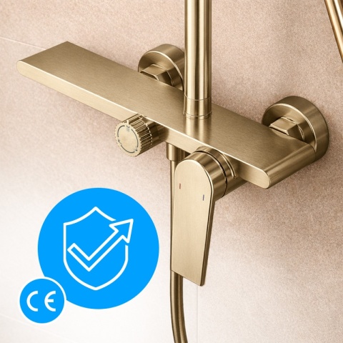 BATERIA PRYSZNICOWA ŁAZIENKOWA Z DESZCZOWNICĄ AMANDA ZŁOTA SZCZOTKOWANA