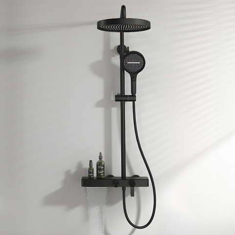 BATERIA PRYSZNICOWA ŁAZIENKOWA Z DESZCZOWNICĄ NATRYSKOWA ANDREA-BL CZARNA