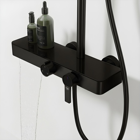 BATERIA PRYSZNICOWA ŁAZIENKOWA Z DESZCZOWNICĄ NATRYSKOWA ANDREA-BL CZARNA