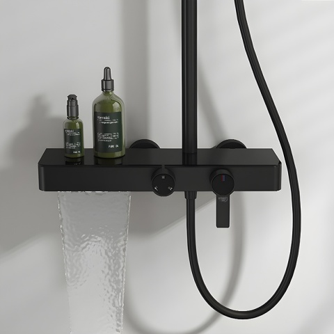 BATERIA PRYSZNICOWA ŁAZIENKOWA Z DESZCZOWNICĄ NATRYSKOWA ANDREA-BL CZARNA