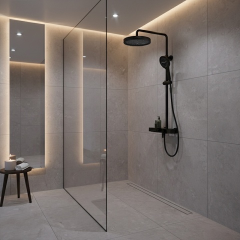 BATERIA PRYSZNICOWA ŁAZIENKOWA Z DESZCZOWNICĄ NATRYSKOWA ANDREA-BL CZARNA