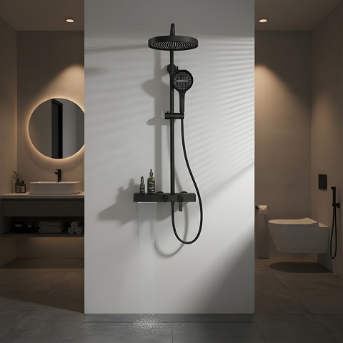 BATERIA PRYSZNICOWA ŁAZIENKOWA Z DESZCZOWNICĄ NATRYSKOWA ANDREA-BL CZARNA