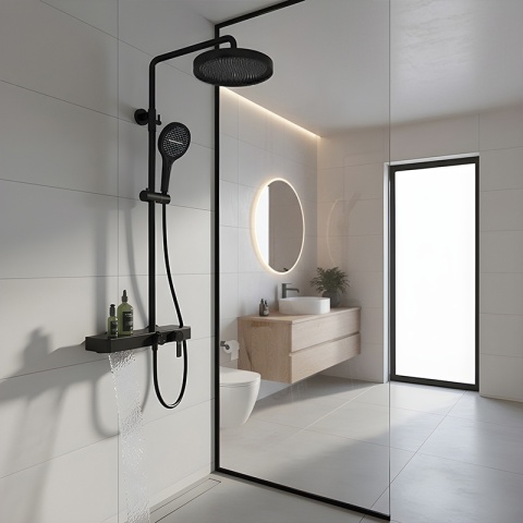 BATERIA PRYSZNICOWA ŁAZIENKOWA Z DESZCZOWNICĄ NATRYSKOWA ANDREA-BL CZARNA