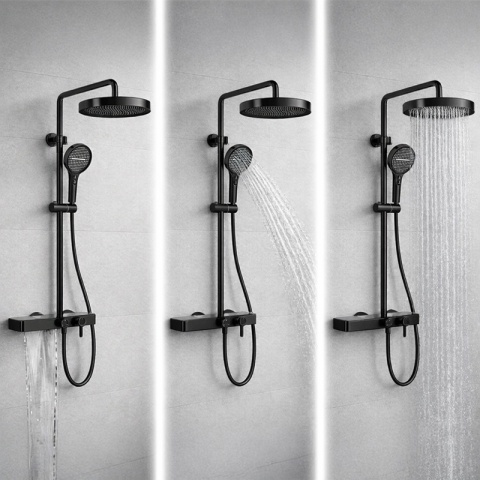 BATERIA PRYSZNICOWA ŁAZIENKOWA Z DESZCZOWNICĄ NATRYSKOWA ANDREA-BL CZARNA