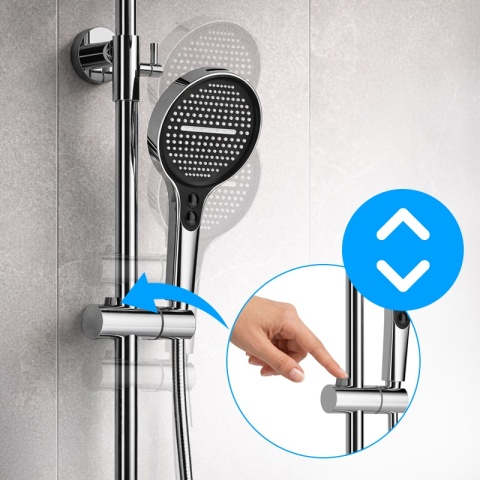 BATERIA PRYSZNICOWA ŁAZIENKOWA Z DESZCZOWNICĄ NATRYSKOWA ANDREA-CH CHROM