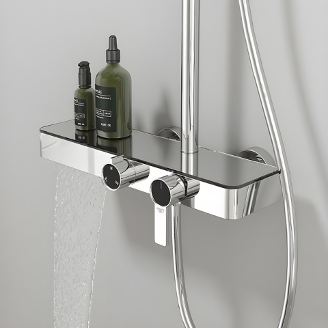 BATERIA PRYSZNICOWA ŁAZIENKOWA Z DESZCZOWNICĄ NATRYSKOWA ANDREA-CH CHROM