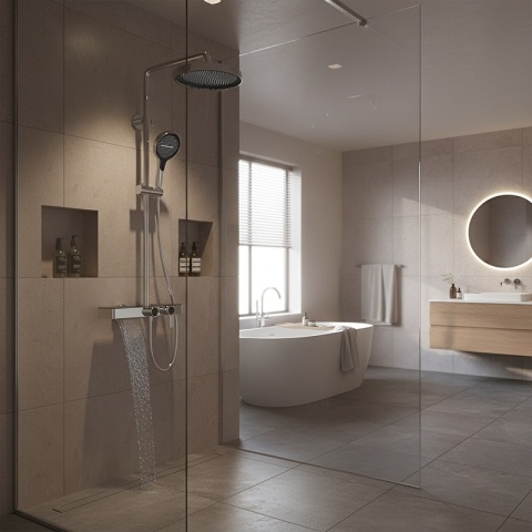 BATERIA PRYSZNICOWA ŁAZIENKOWA Z DESZCZOWNICĄ NATRYSKOWA ANDREA-CH CHROM