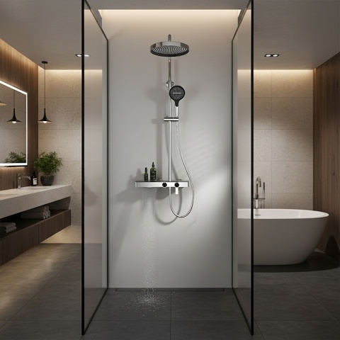 BATERIA PRYSZNICOWA ŁAZIENKOWA Z DESZCZOWNICĄ NATRYSKOWA ANDREA-CH CHROM