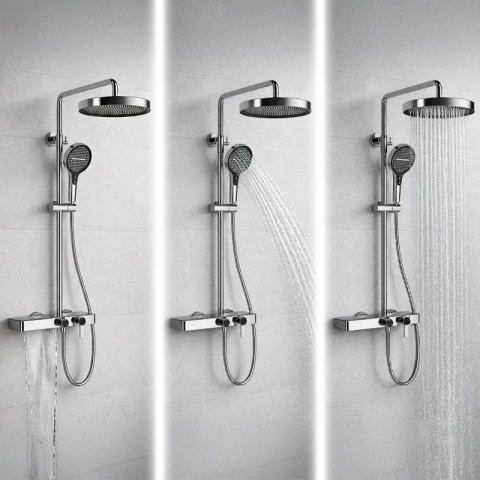 BATERIA PRYSZNICOWA ŁAZIENKOWA Z DESZCZOWNICĄ NATRYSKOWA ANDREA-CH CHROM