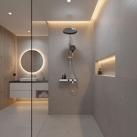 BATERIA PRYSZNICOWA ŁAZIENKOWA Z DESZCZOWNICĄ NATRYSKOWA ANDREA-CH CHROM