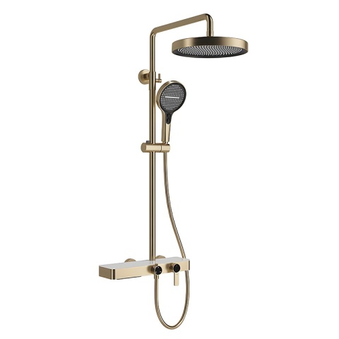 BATERIA PRYSZNICOWA ŁAZIENKOWA Z DESZCZOWNICĄ NATRYSKOWA ANDREA-GL-BR ZŁOTA SZCZOTKOWANA
