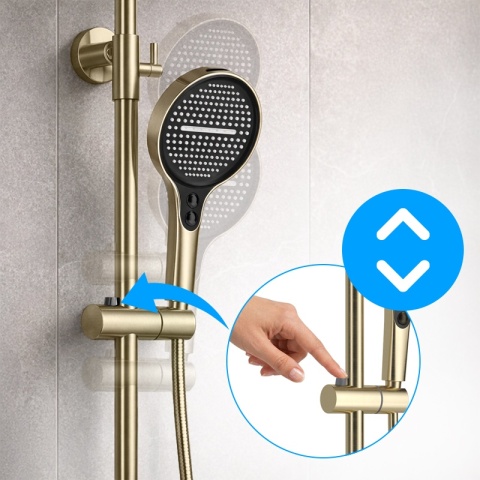 BATERIA PRYSZNICOWA ŁAZIENKOWA Z DESZCZOWNICĄ NATRYSKOWA ANDREA-GL-BR ZŁOTA SZCZOTKOWANA