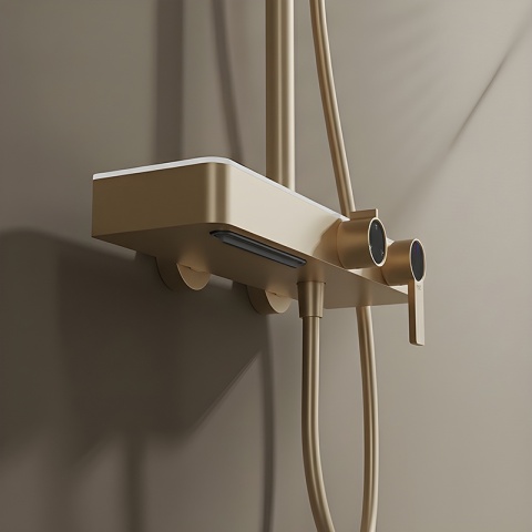 BATERIA PRYSZNICOWA ŁAZIENKOWA Z DESZCZOWNICĄ NATRYSKOWA ANDREA-GL-BR ZŁOTA SZCZOTKOWANA