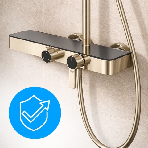 BATERIA PRYSZNICOWA ŁAZIENKOWA Z DESZCZOWNICĄ NATRYSKOWA ANDREA-GL-BR ZŁOTA SZCZOTKOWANA