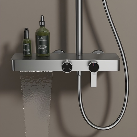 BATERIA PRYSZNICOWA ŁAZIENKOWA Z DESZCZOWNICĄ NATRYSKOWA ANDREA-GR SZARA