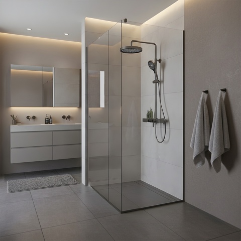 BATERIA PRYSZNICOWA ŁAZIENKOWA Z DESZCZOWNICĄ NATRYSKOWA ANDREA-GR SZARA