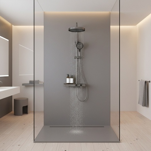 BATERIA PRYSZNICOWA ŁAZIENKOWA Z DESZCZOWNICĄ NATRYSKOWA ANDREA-GR SZARA