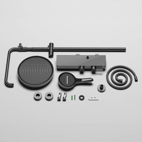 BATERIA PRYSZNICOWA ŁAZIENKOWA Z DESZCZOWNICĄ NATRYSKOWA ANDREA-GR SZARA