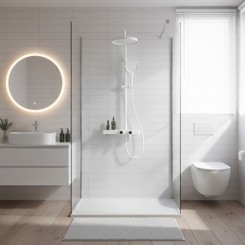 BATERIA PRYSZNICOWA ŁAZIENKOWA Z DESZCZOWNICĄ NATRYSKOWA ANDREA-WH BIAŁA