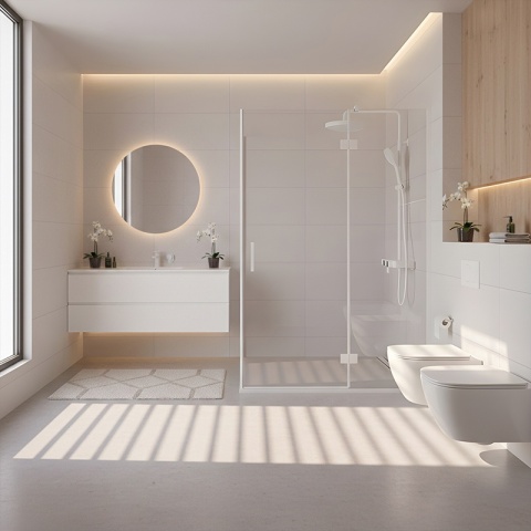 BATERIA PRYSZNICOWA ŁAZIENKOWA Z DESZCZOWNICĄ NATRYSKOWA ANDREA-WH BIAŁA