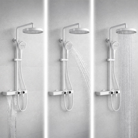 BATERIA PRYSZNICOWA ŁAZIENKOWA Z DESZCZOWNICĄ NATRYSKOWA ANDREA-WH BIAŁA