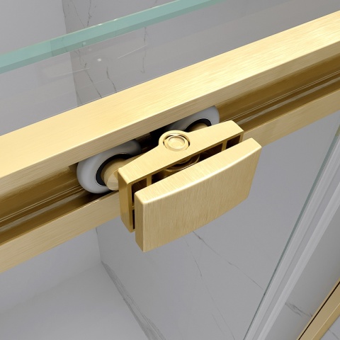 DRZWI PRYSZNICOWE PRZESUWNE DO WNĘKI ZES-KZ09B-GL-BR-110 ZŁOTE SZCZOTKOWANE 105-110 CM 8 MM