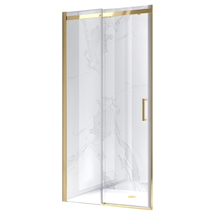 DRZWI PRYSZNICOWE PRZESUWNE DO WNĘKI ZES-KZ09E-GL-BR-140 ZŁOTE SZCZOTKOWANE 135-140 CM 8 MM