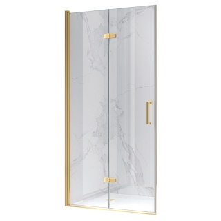 DRZWI PRYSZNICOWE UCHYLNE DO WNĘKI ZES-KZ21B-GL-BR-80 ZŁOTE SZCZOTKOWANE 80 CM 6 MM