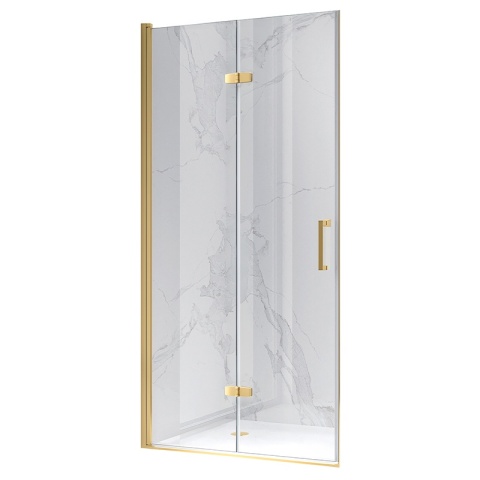 DRZWI PRYSZNICOWE UCHYLNE DO WNĘKI ZES-KZ21B-GL-BR-80 ZŁOTE SZCZOTKOWANE 80 CM 6 MM