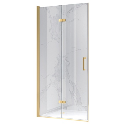 DRZWI PRYSZNICOWE UCHYLNE DO WNĘKI ZES-KZ21C-GL-BR-90 ZŁOTE SZCZOTKOWANE 90 CM 6 MM