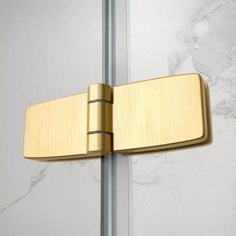 DRZWI PRYSZNICOWE UCHYLNE DO WNĘKI ZES-KZ21D-GL-BR-100 ZŁOTE SZCZOTKOWANE 100 CM 6 MM