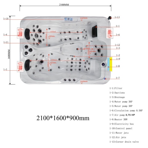 JACUZZI OGRODOWE WANNA SPA102 CAPPUCCINO OBUDOWA SZARA 210x160 CM